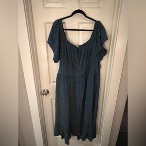 Torrid Teal Midi Dress with Floral Accents